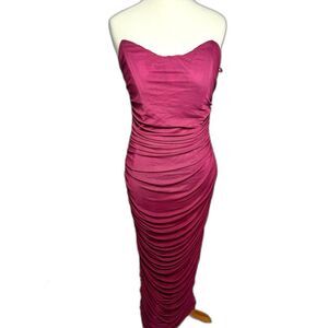 Mable Dress size medium wedding guest magenta pink purple bodycon strapless